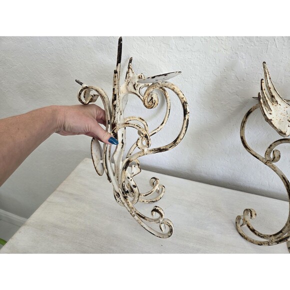 Vintage Wrought Iron Gothic Dragon Candelabra Wall Hanging Set - Picture 14 of 14